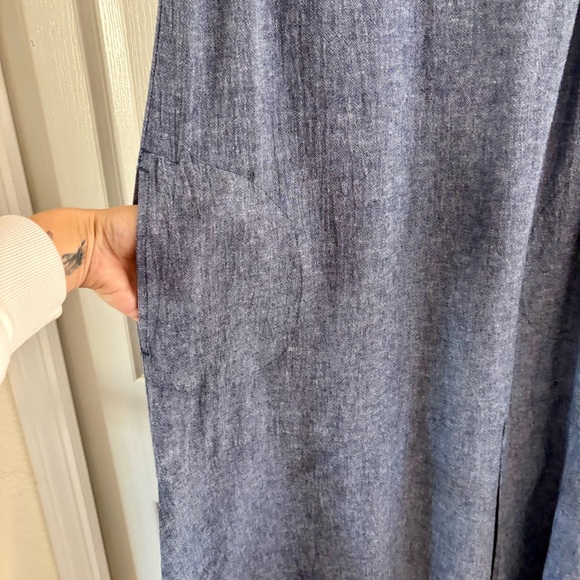 J. Jill Pure Jill Linen Blend Midi Dress Asymmetrical Hem Blue Size Small - Picture 5 of 10